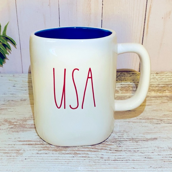 Rae Dunn USA mug with blue interior and red letters - Picture 3 of 7